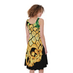 Pineapple Skull Print Women's Sleeveless Dress