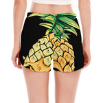 Pineapple Skull Print Women's Split Running Shorts