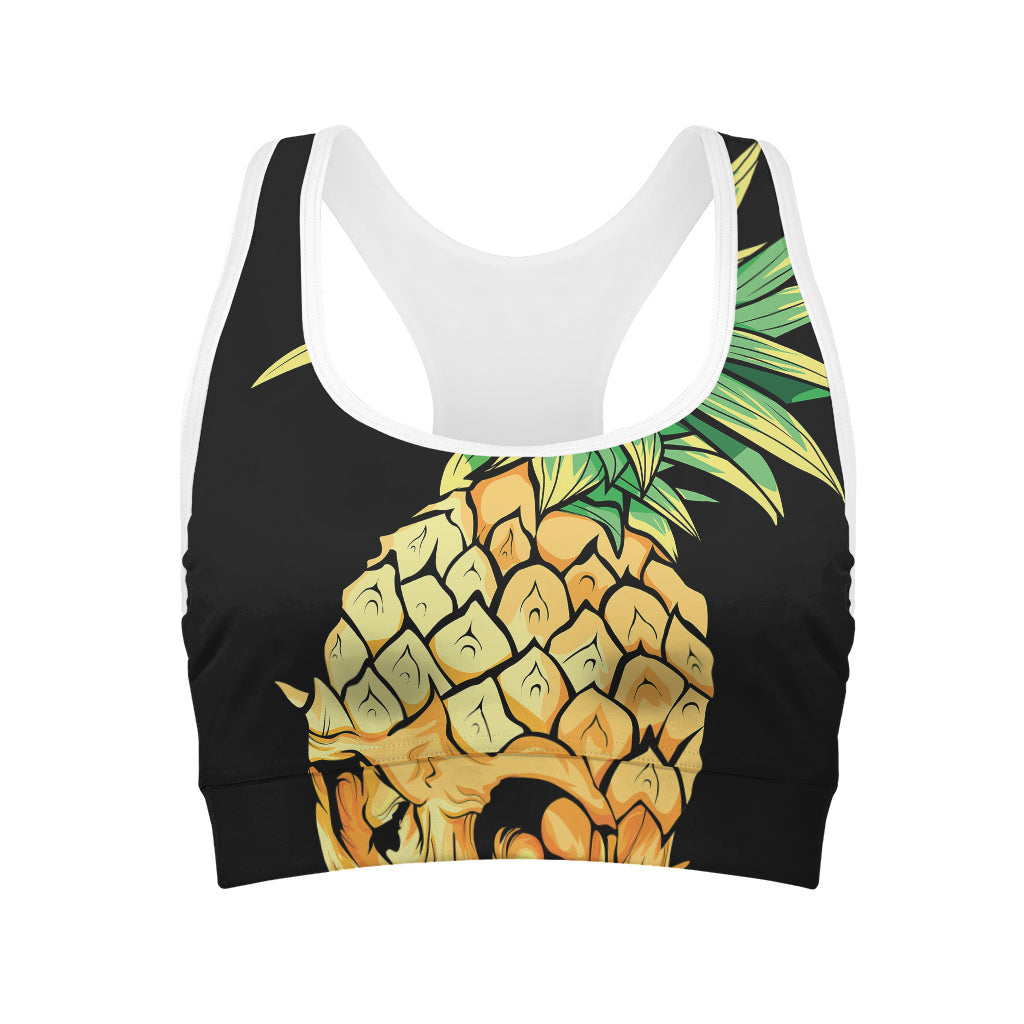 Pineapple Skull Print Women's Sports Bra