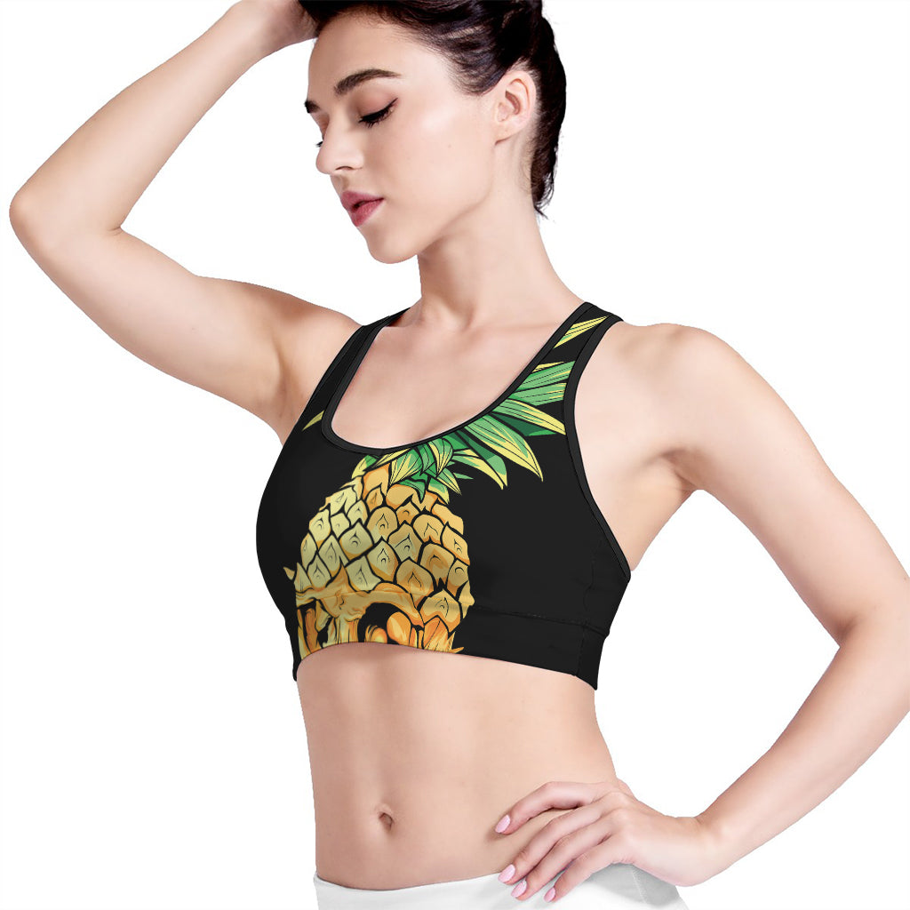 Pineapple Skull Print Women's Sports Bra