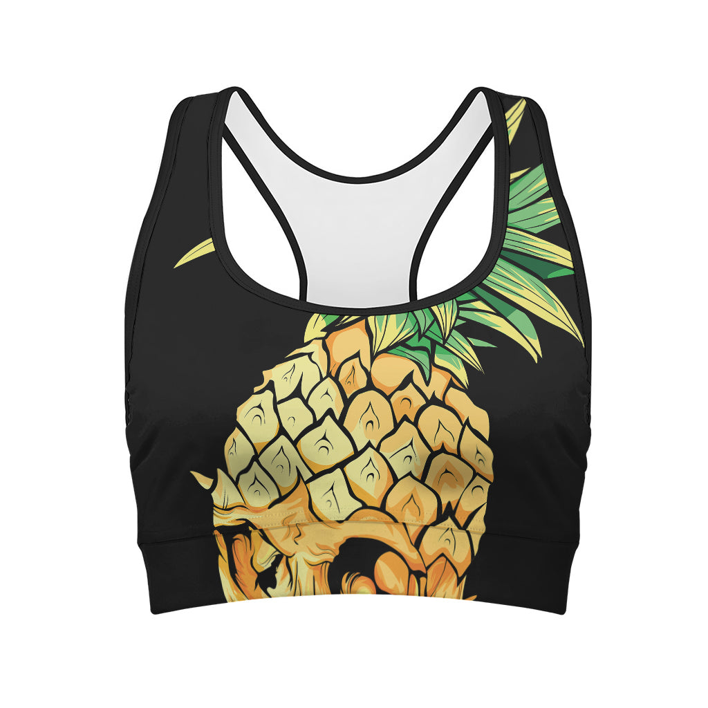 Pineapple Skull Print Women's Sports Bra