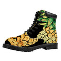 Pineapple Skull Print Padded Collar Lace Up Boots