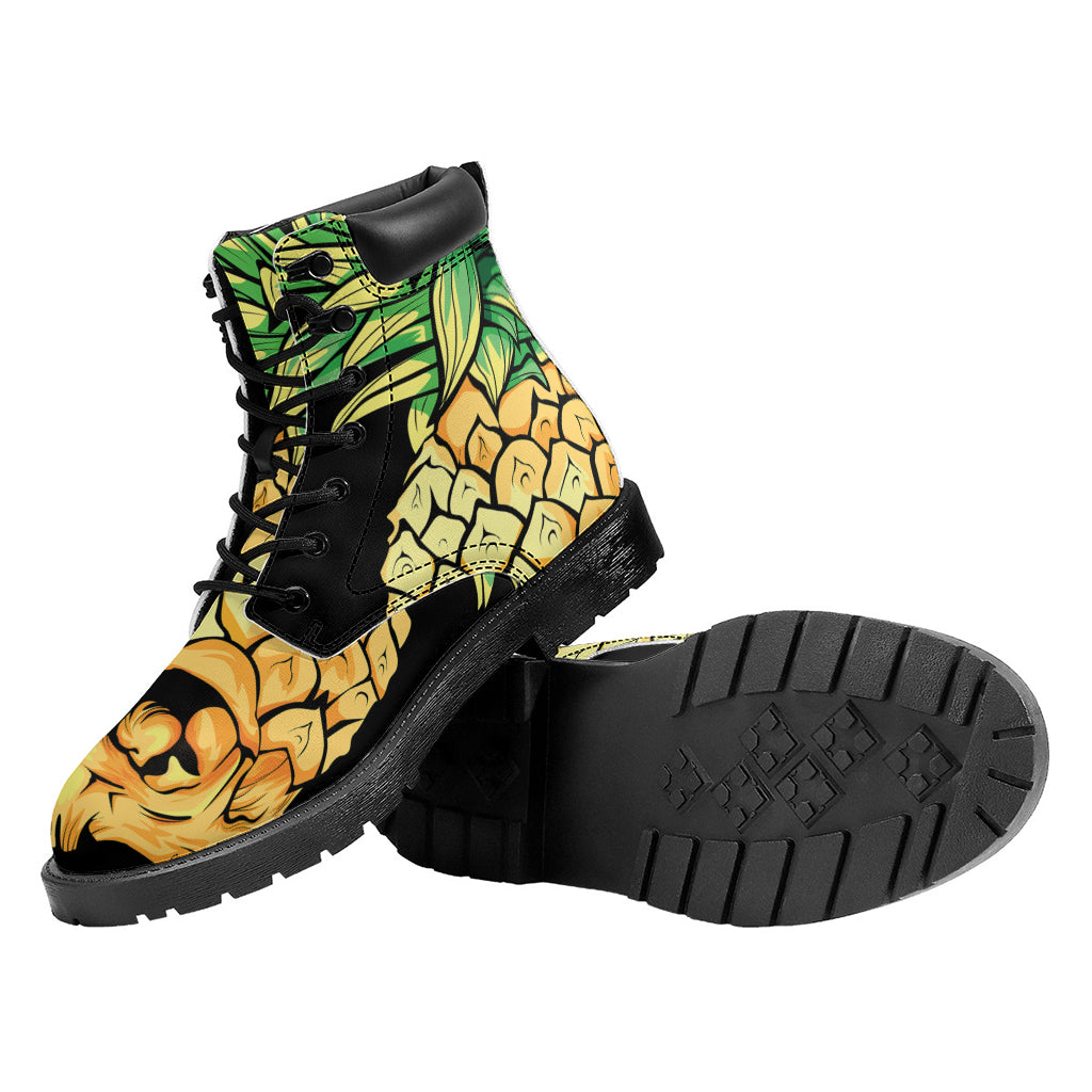 Pineapple Skull Print Work Boots