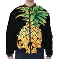 Pineapple Skull Print Zip Sleeve Bomber Jacket