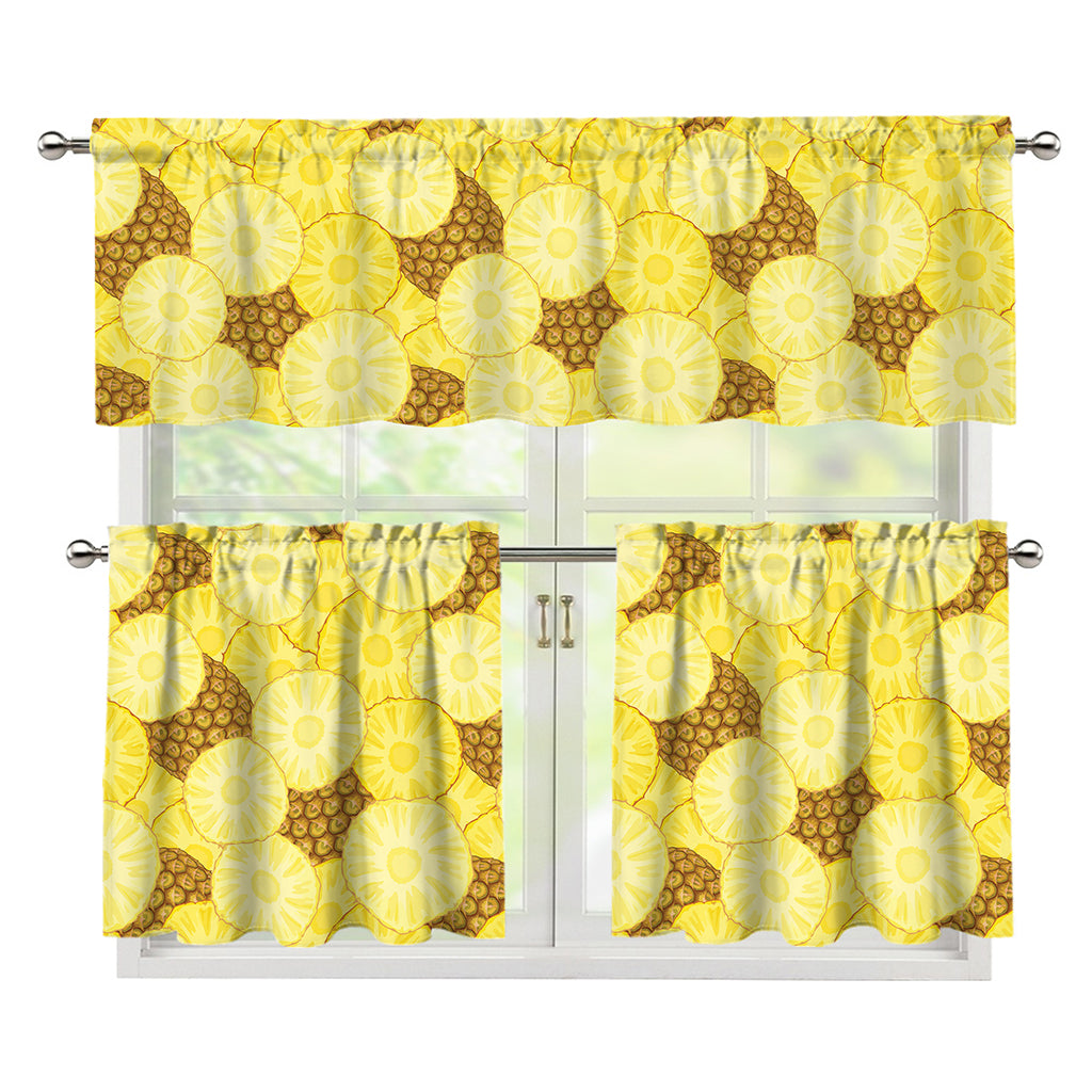 Pineapple Slices Pattern Print 3 Piece Kitchen Curtains