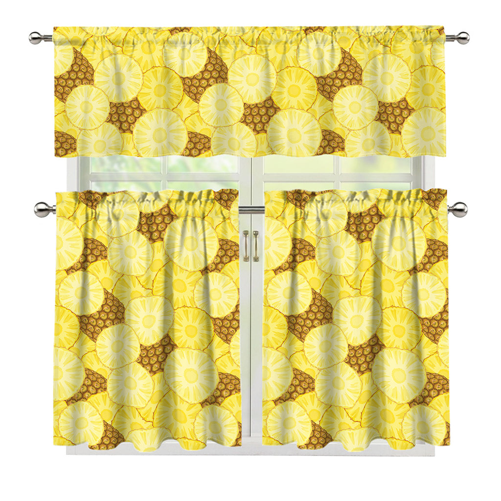 Pineapple Slices Pattern Print 3 Piece Kitchen Curtains