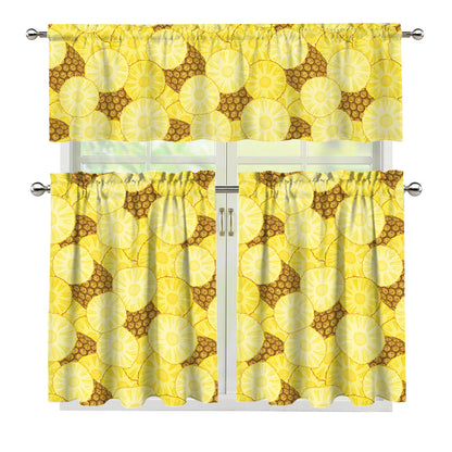 Pineapple Slices Pattern Print 3 Piece Kitchen Curtains