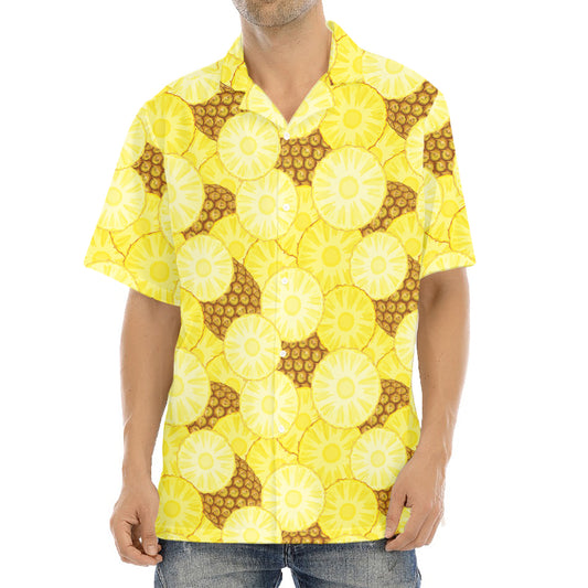 Pineapple Slices Pattern Print Aloha Shirt