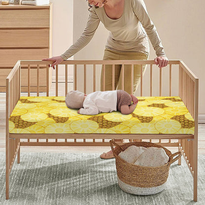 Pineapple Slices Pattern Print Baby Crib Sheet