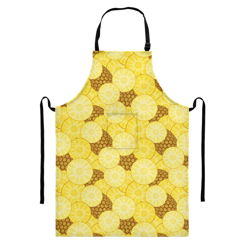 Pineapple Slices Pattern Print Bib Apron With Pocket