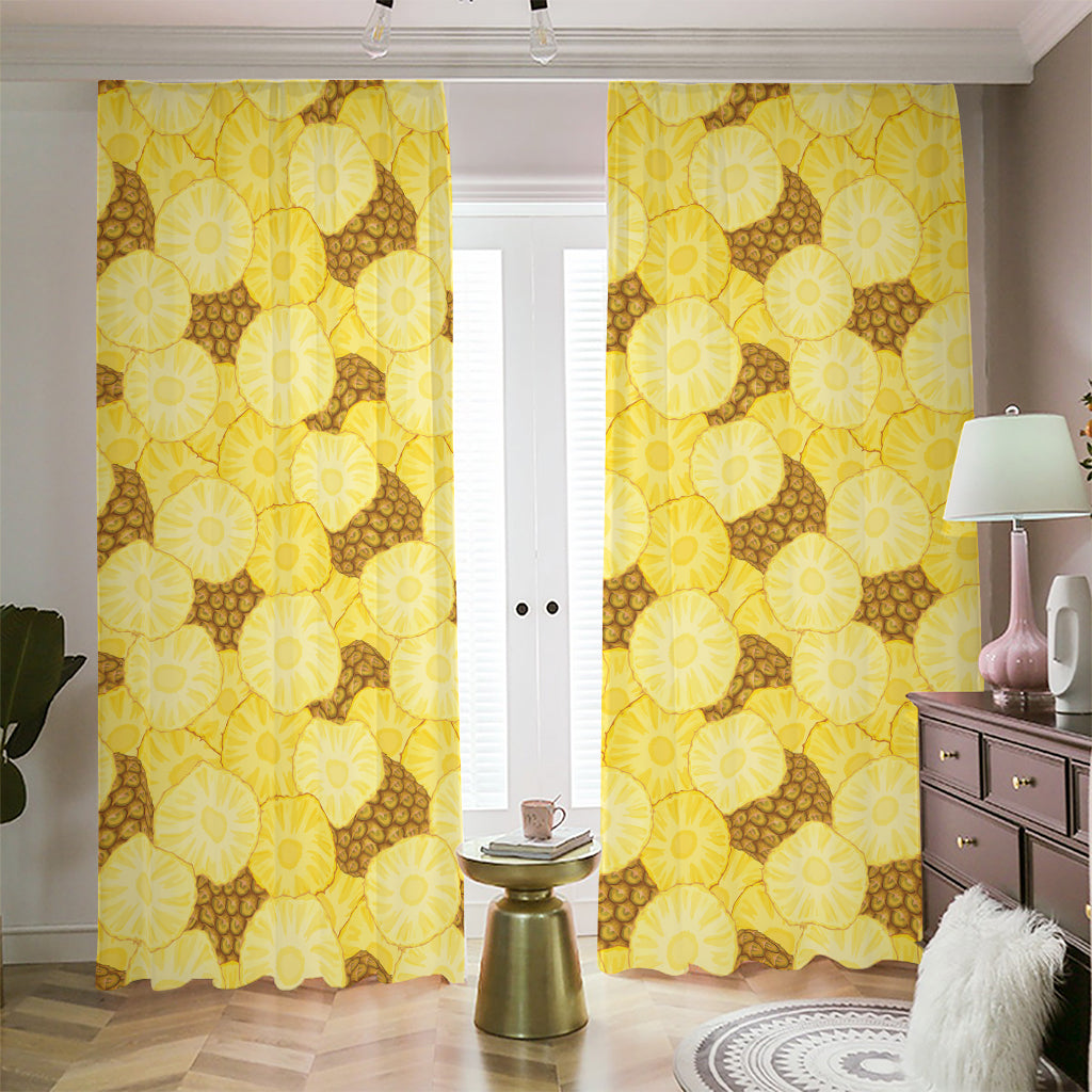 Pineapple Slices Pattern Print Blackout Pencil Pleat Curtains