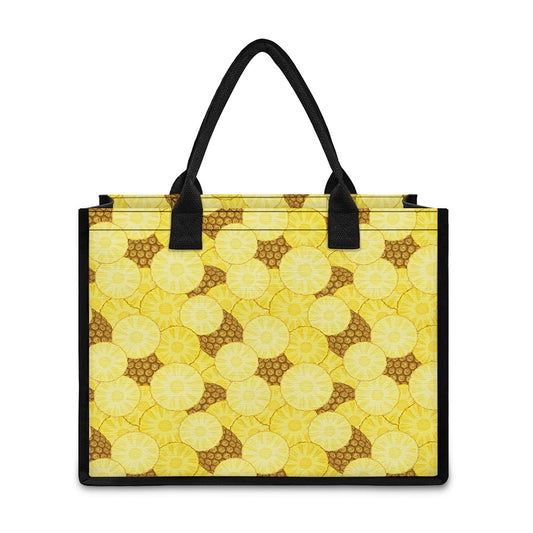 Pineapple Slices Pattern Print Canvas Tote Bag
