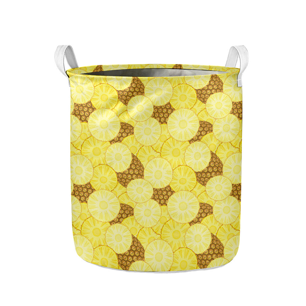 Pineapple Slices Pattern Print Collapsible Laundry Basket