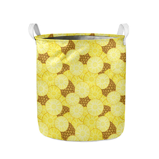 Pineapple Slices Pattern Print Collapsible Laundry Basket
