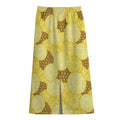 Pineapple Slices Pattern Print Cotton Front Slit Maxi Skirt