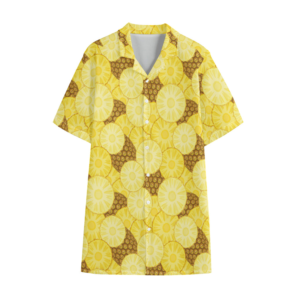 Pineapple Slices Pattern Print Cotton Hawaiian Shirt