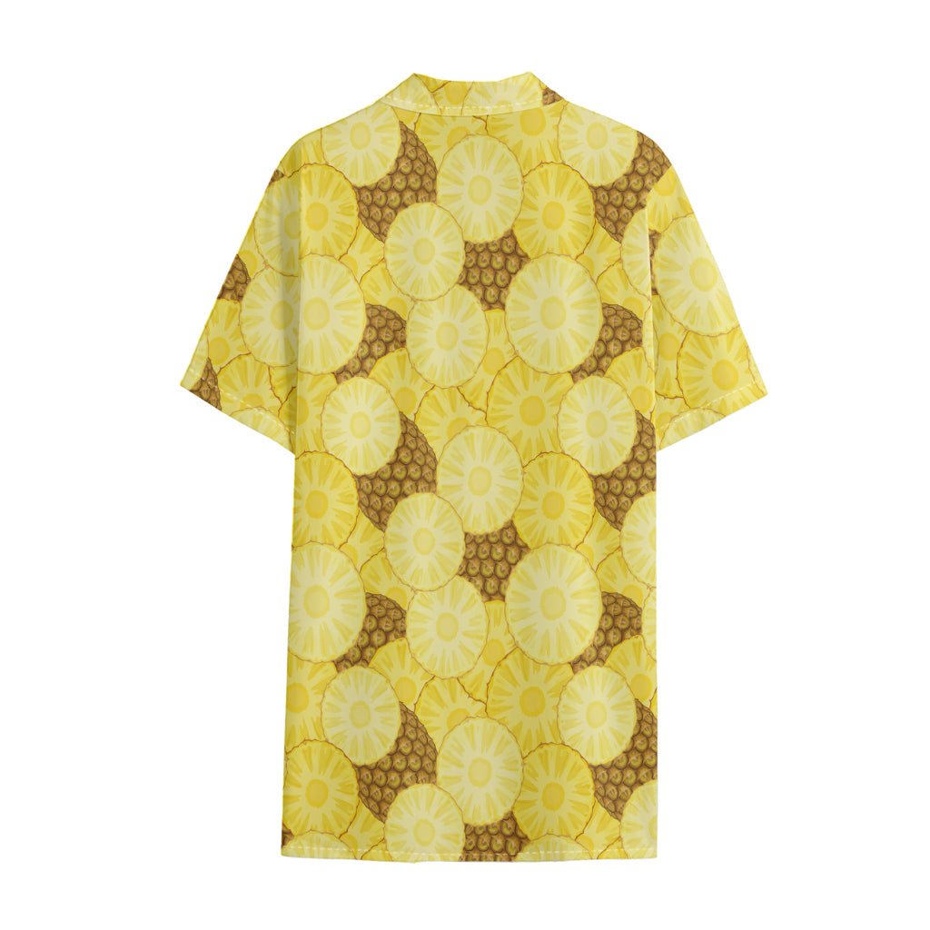 Pineapple Slices Pattern Print Cotton Hawaiian Shirt