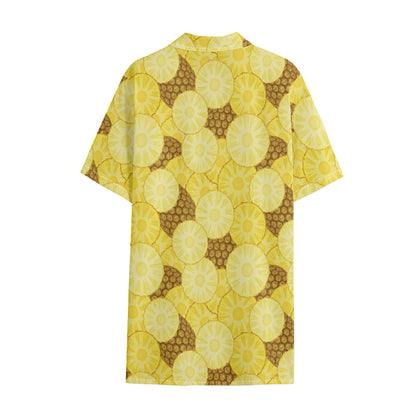 Pineapple Slices Pattern Print Cotton Hawaiian Shirt