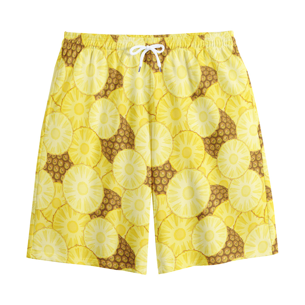 Pineapple Slices Pattern Print Cotton Shorts