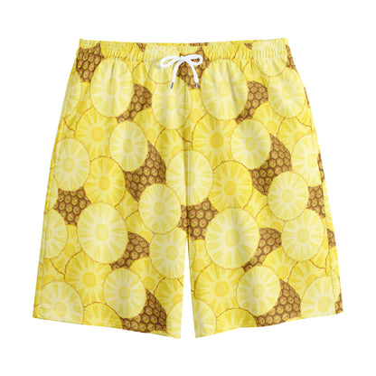 Pineapple Slices Pattern Print Cotton Shorts