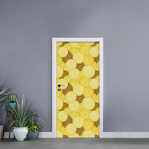 Pineapple Slices Pattern Print Door Sticker