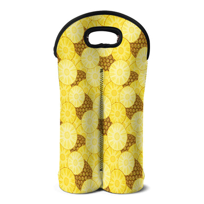 Pineapple Slices Pattern Print Double Neoprene Wine Tote