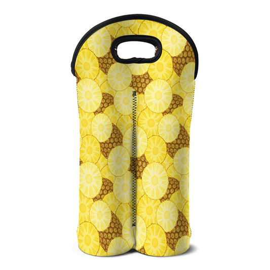 Pineapple Slices Pattern Print Double Neoprene Wine Tote