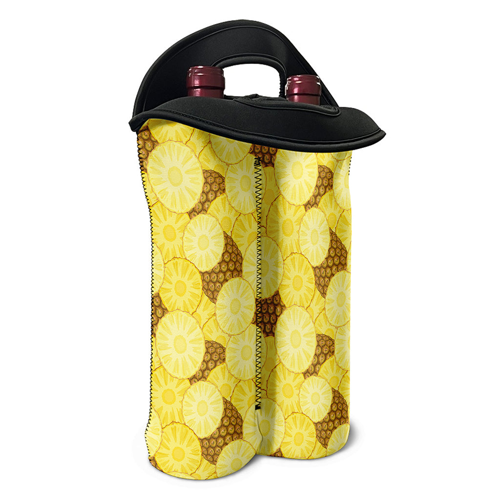 Pineapple Slices Pattern Print Double Neoprene Wine Tote