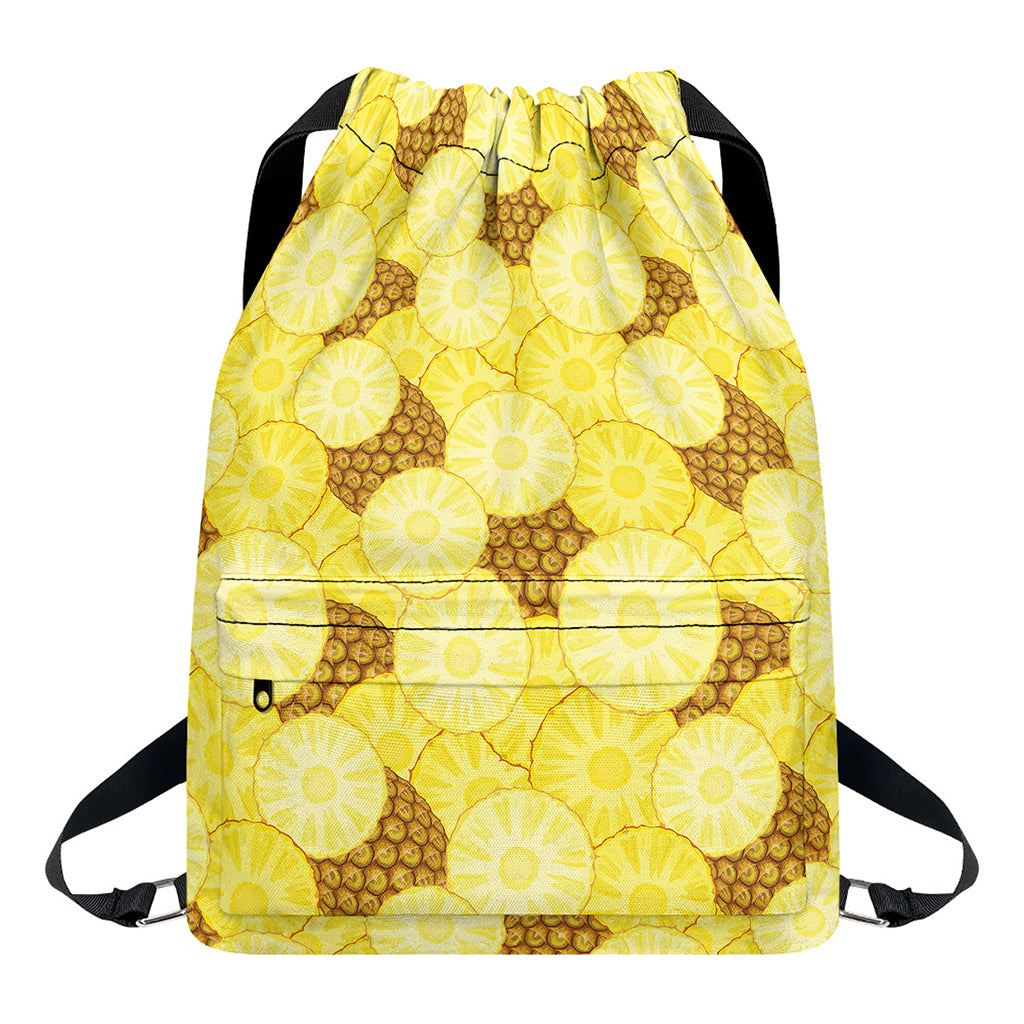 Pineapple Slices Pattern Print Drawstring Backpack