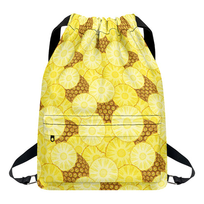 Pineapple Slices Pattern Print Drawstring Backpack