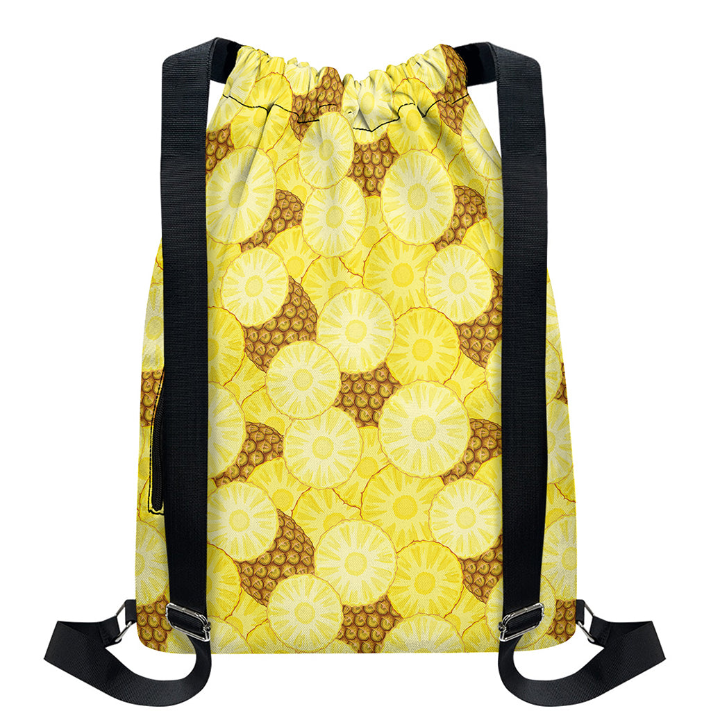 Pineapple Slices Pattern Print Drawstring Backpack
