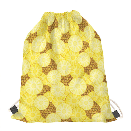 Pineapple Slices Pattern Print Drawstring Bag