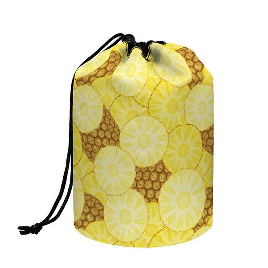 Pineapple Slices Pattern Print Drawstring Makeup Bag