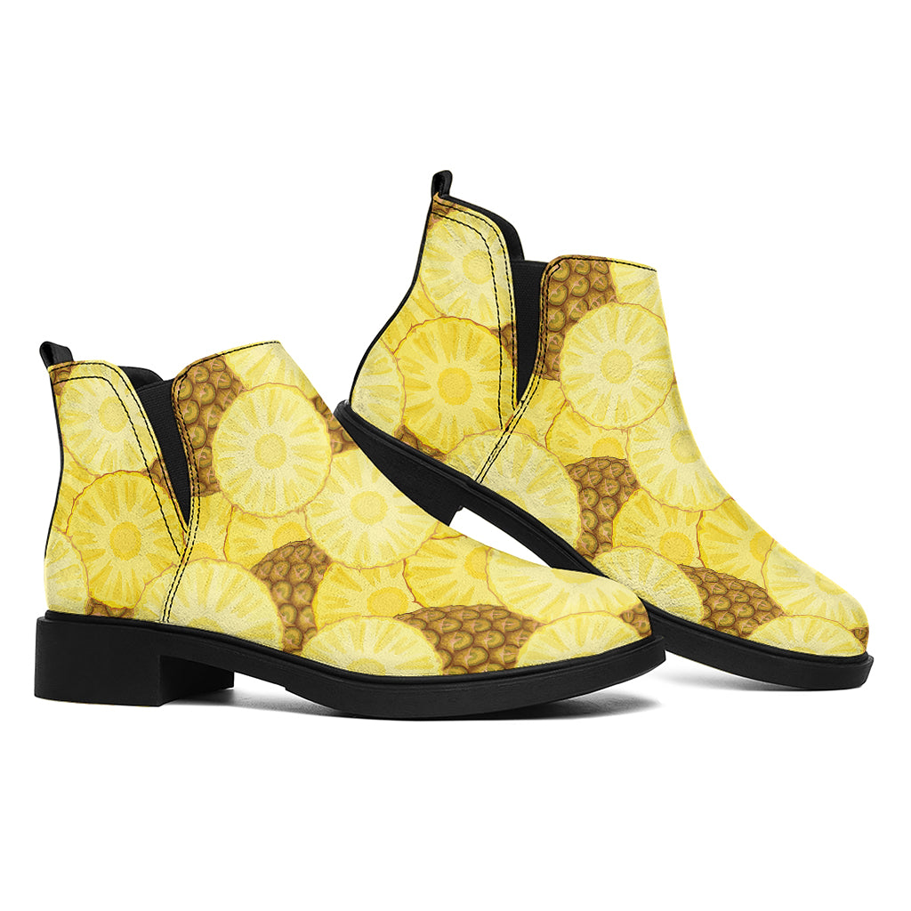 Pineapple Slices Pattern Print Flat Ankle Boots