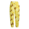 Pineapple Slices Pattern Print Fleece Lined Knit Pants