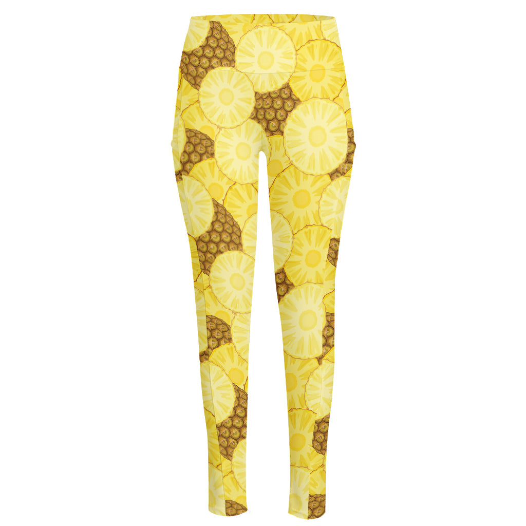 Pineapple Slices Pattern Print High-Waisted Pocket Leggings