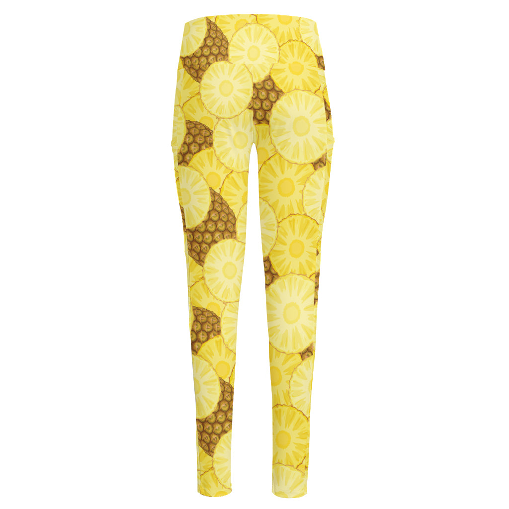 Pineapple Slices Pattern Print High-Waisted Pocket Leggings