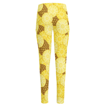 Pineapple Slices Pattern Print High-Waisted Pocket Leggings