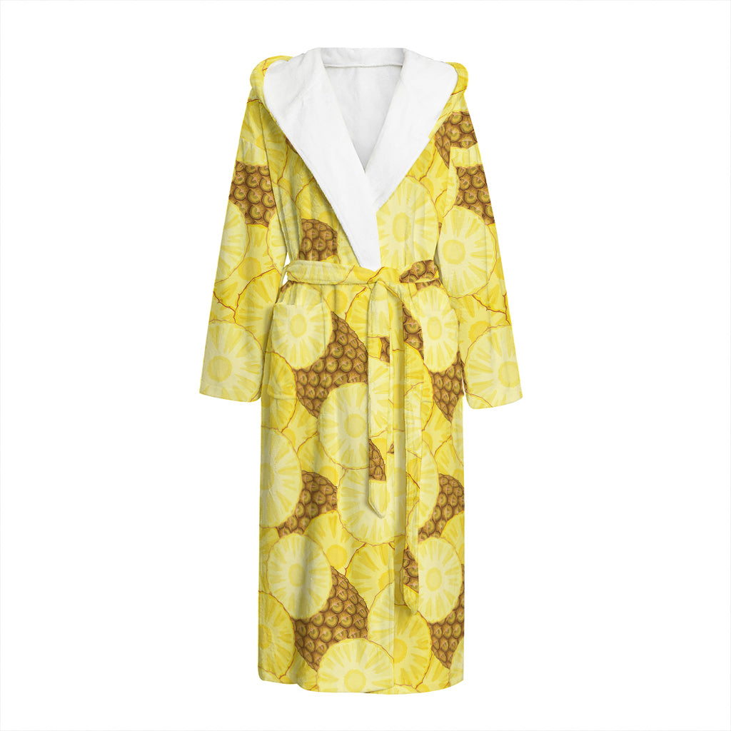 Pineapple Slices Pattern Print Hooded Bathrobe
