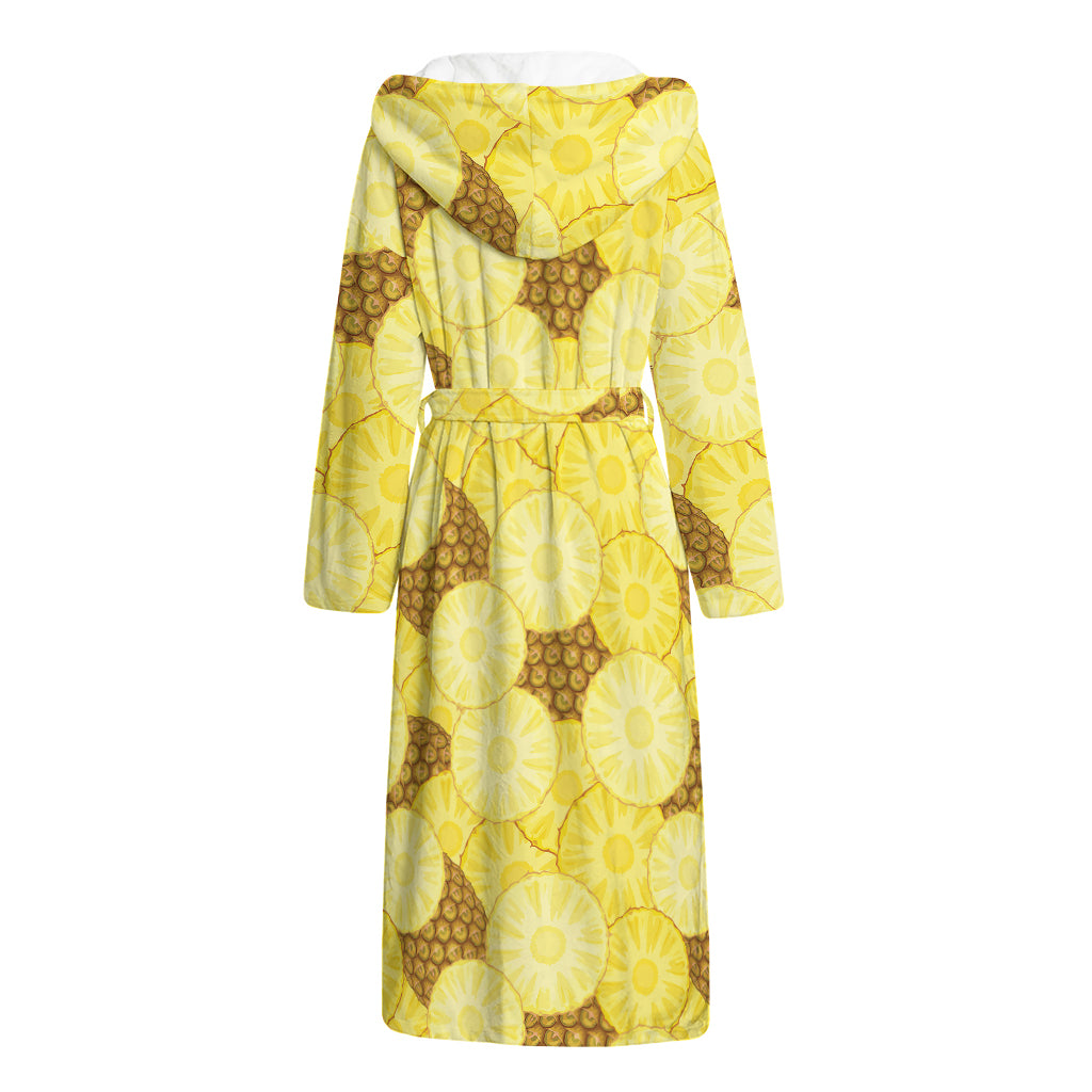 Pineapple Slices Pattern Print Hooded Bathrobe
