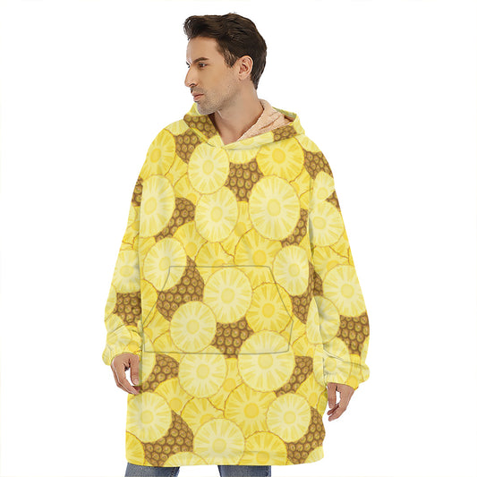 Pineapple Slices Pattern Print Hoodie Blanket