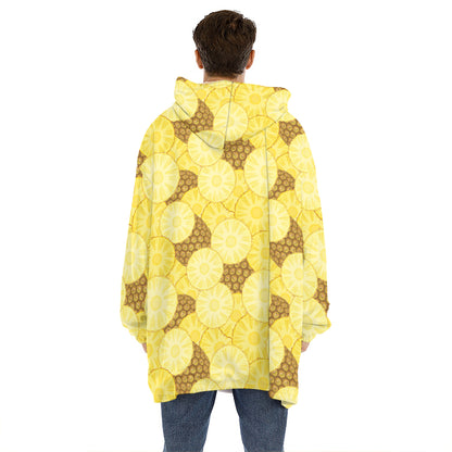 Pineapple Slices Pattern Print Hoodie Blanket