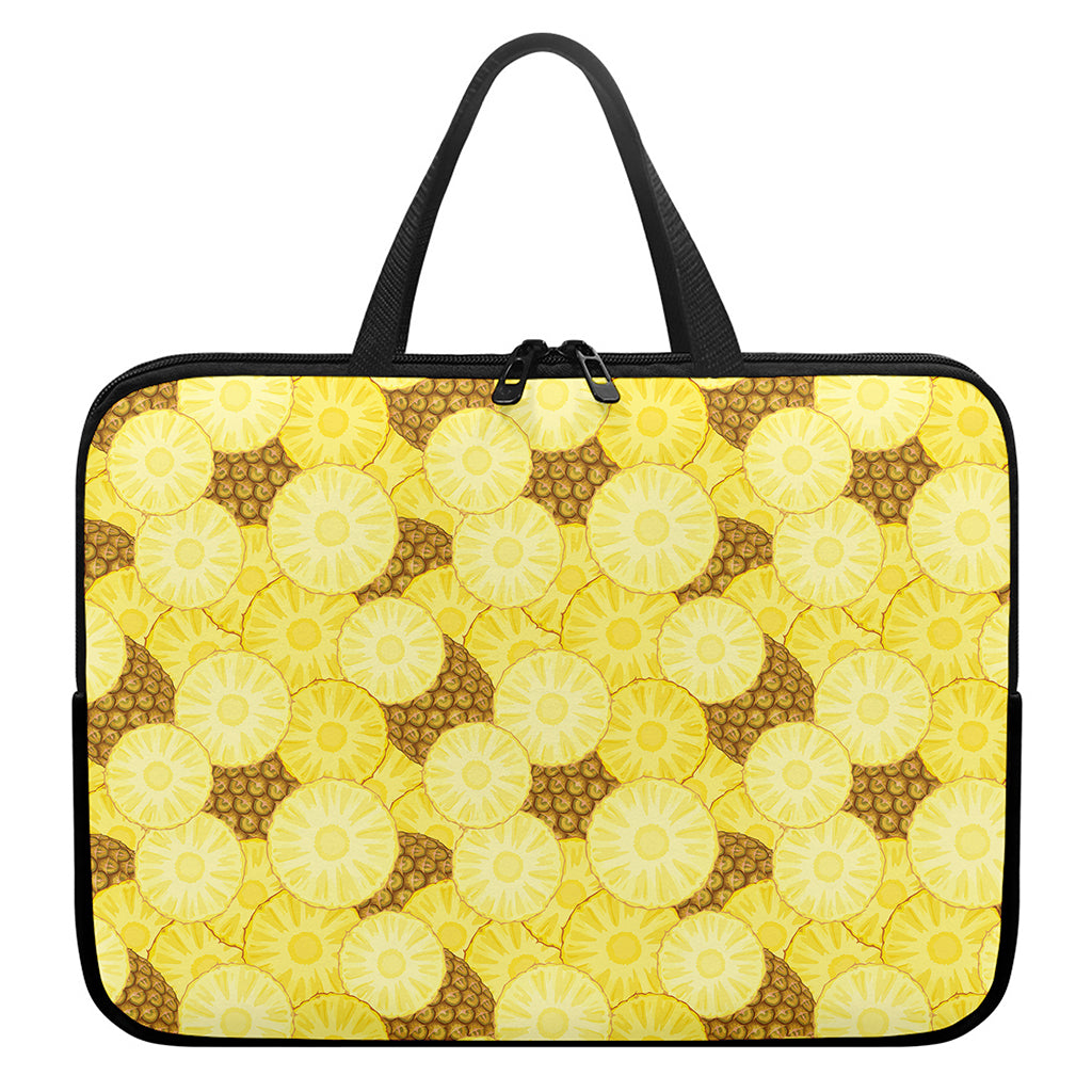 Pineapple Slices Pattern Print Laptop Sleeve With Handle