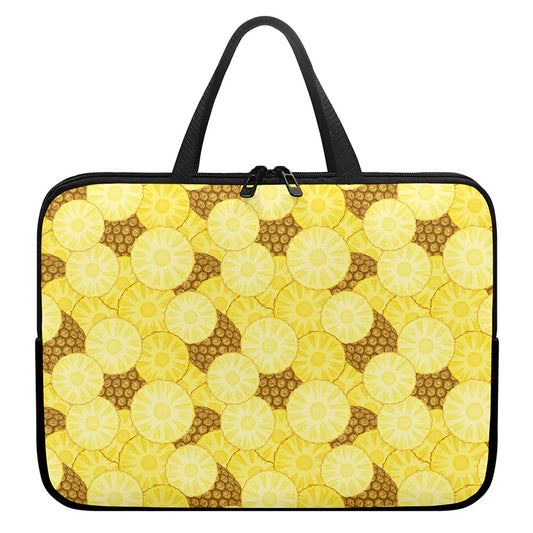 Pineapple Slices Pattern Print Laptop Sleeve With Handle