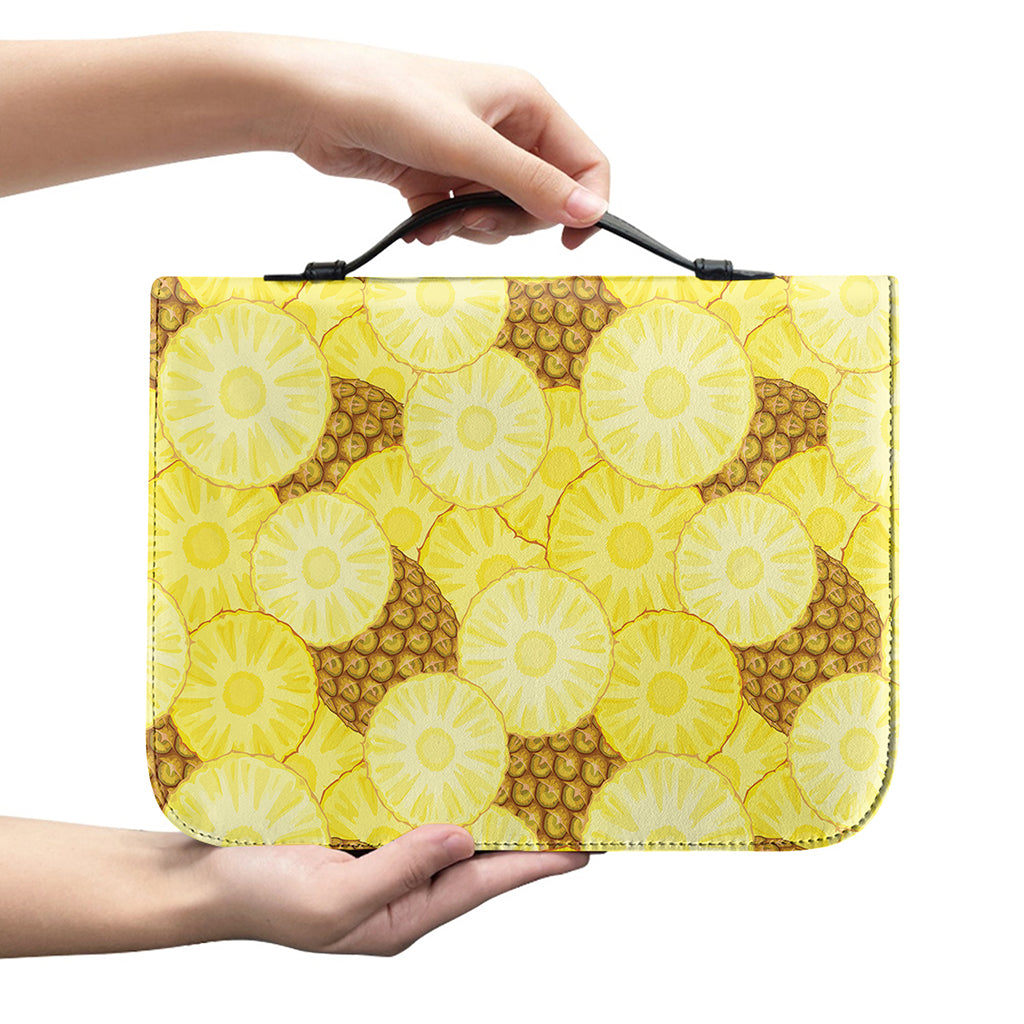 Pineapple Slices Pattern Print Leather Bible Cover