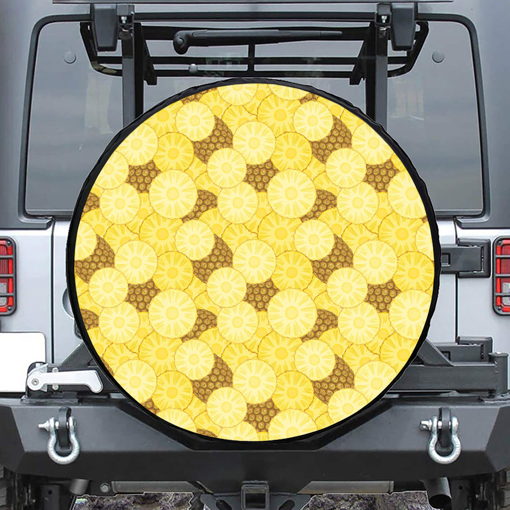 Pineapple Slices Pattern Print Leather Spare Tire Cover