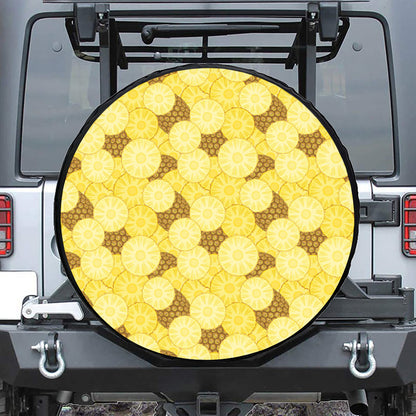 Pineapple Slices Pattern Print Leather Spare Tire Cover
