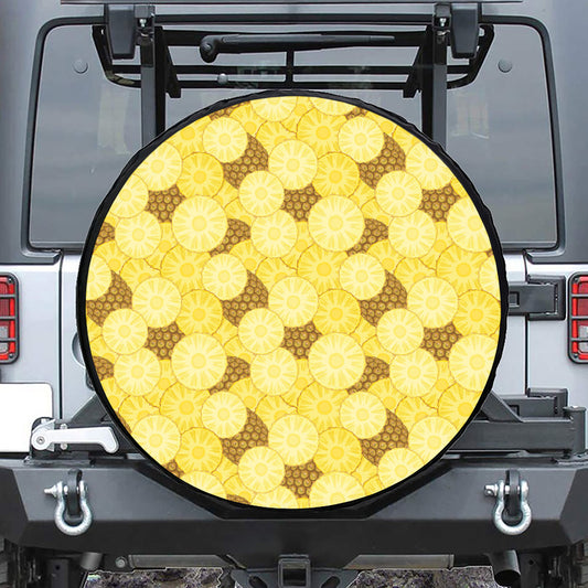 Pineapple Slices Pattern Print Leather Spare Tire Cover