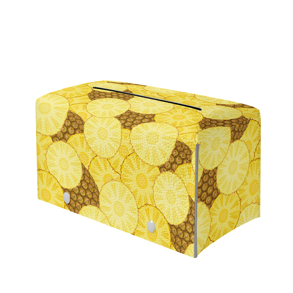 Pineapple Slices Pattern Print Leather Tissue Box Cover