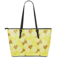 Pineapple Slices Pattern Print Leather Tote Bag With Zipper